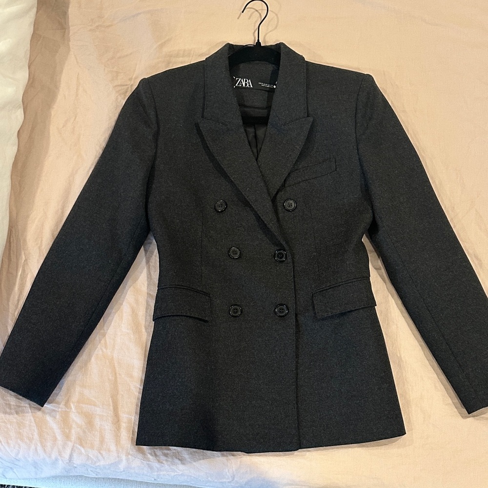 Zara Double Breasted Wool Blazer